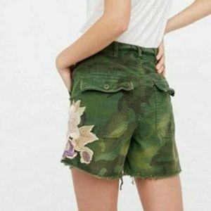 Free People shorts camouflage embroidered cut offs